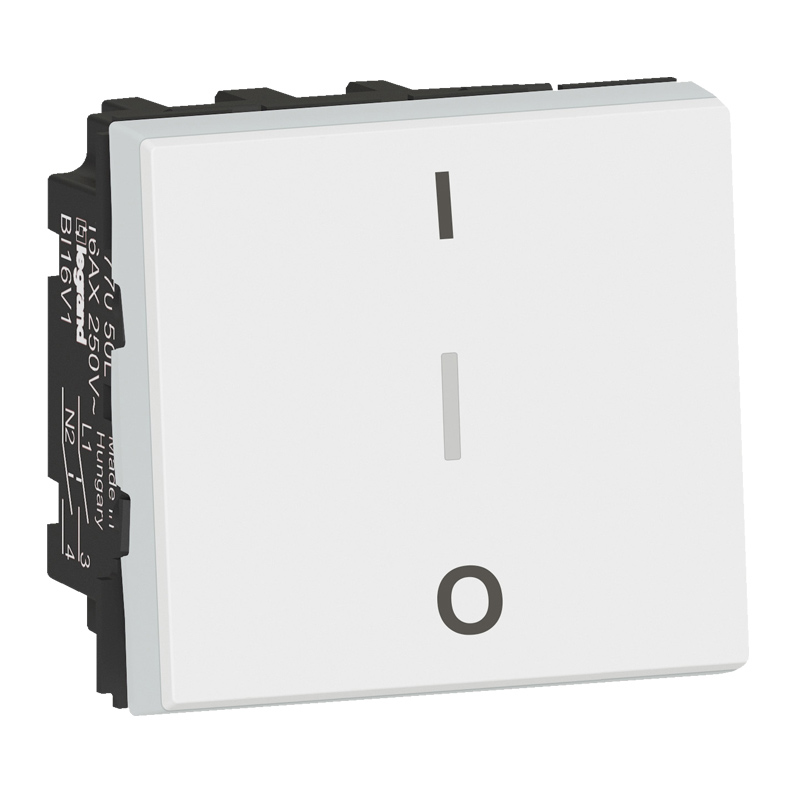 Legrand - Mosaic tweepl.sch.easyled 16A 2 mod wit - 077050L