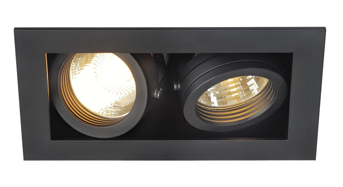 SLV - KADUX 2 GU10 DOWNLIGHT, vierkant, mat zwart, max. 2x50 W - 115520