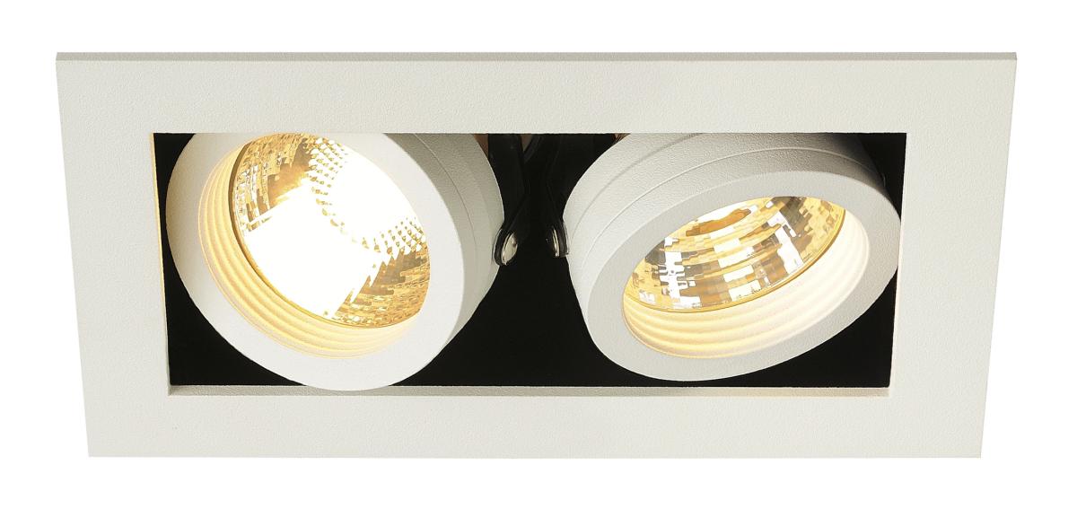 SLV - KADUX 2 GU10 DOWNLIGHT, vierkant, mat wit, max. 2x50 W - 115521