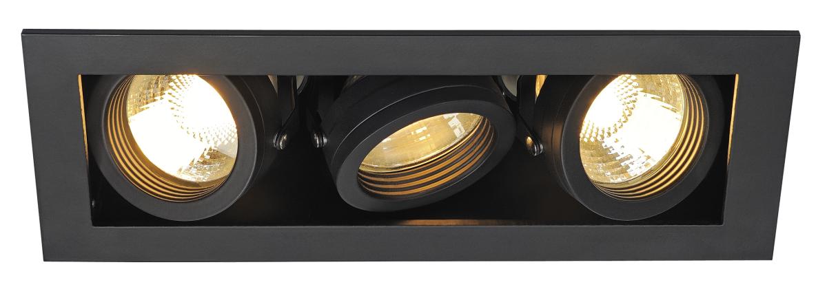 SLV - KADUX 3 GU10 DOWNLIGHT, vierkant, mat zwart, max. 3x50 W - 115530