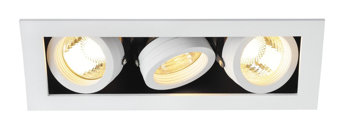 SLV - KADUX 3 GU10 DOWNLIGHT, vierkant, mat wit, max. 3x50 W - 115531