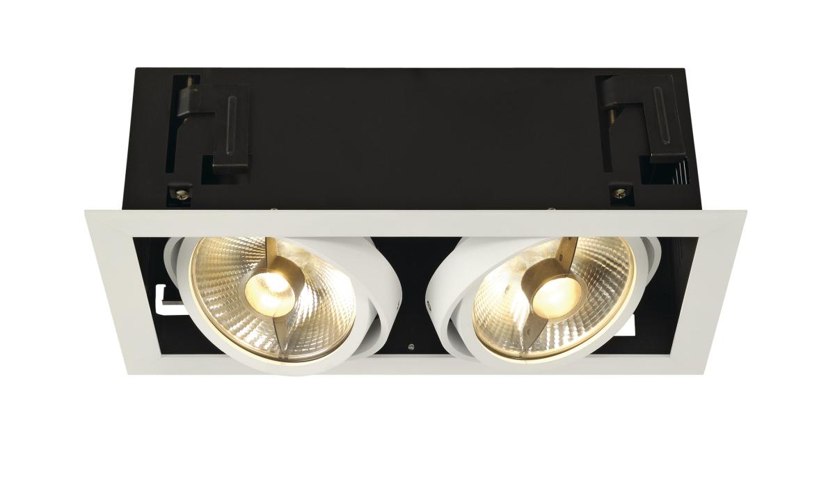 SLV - KADUX 2 ES111 DOWNLIGHT, vierkant, mat wit, max. 2x75 W - 115551