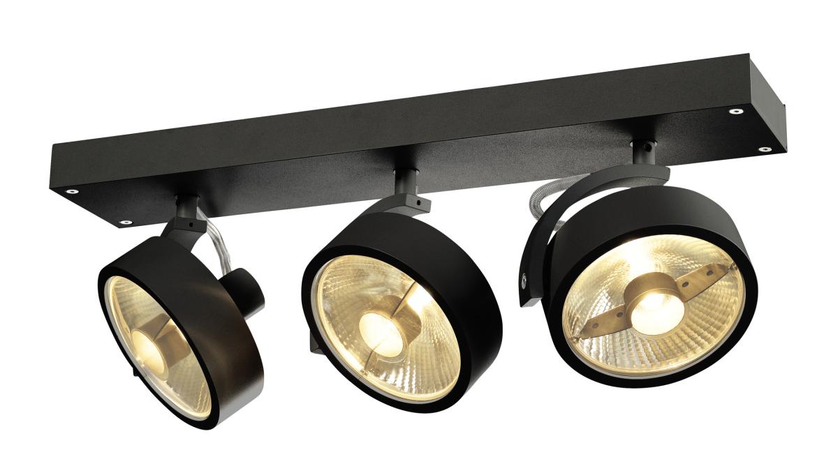 SLV - KALU 3 QPAR111 wand en plafondlamp, zwart, max. 75 W - 1000704