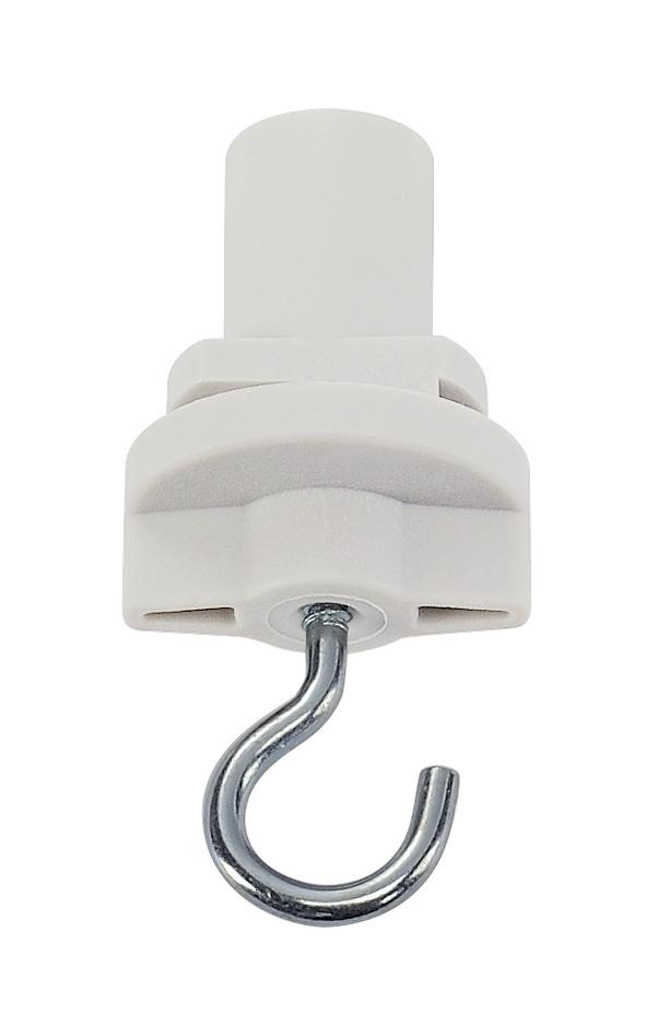 SLV - 3 f. adapter met haak voor S TRACK 3 f. rail, verkeerswit - 1001393