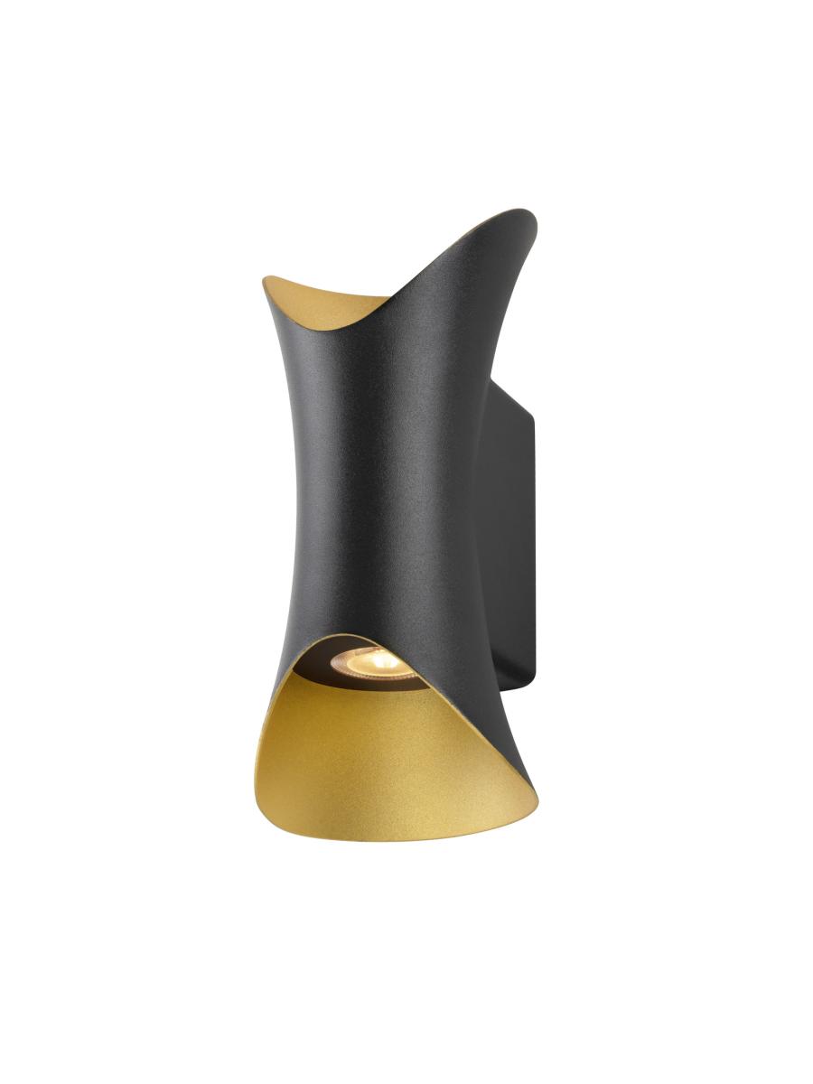 SLV - MODELA, wandlamp, up/down, 2700 K, FASE, zwart/goud - 1007807