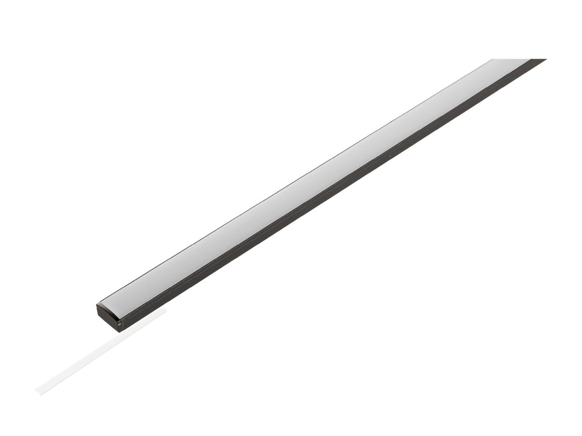 SLV - LEDSTRIP SET, PROFIEL OPBOUW PLAT + DIFFUSOR 5*1m, S, zwart - 1012479