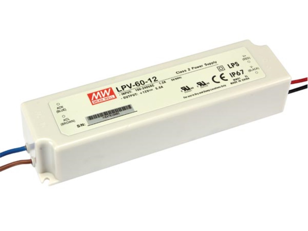 MEAN WELL - SCHAKELENDE VOEDING 1 UITGANG 60 W 12 V - LPV-60-12