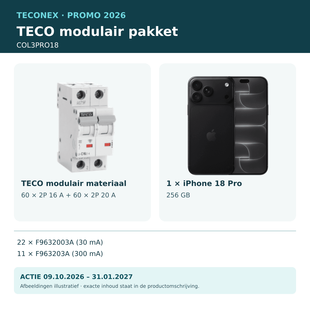 TECO - Promopakket iPhone 18 Pro 2P 63 A - COL3PRO18