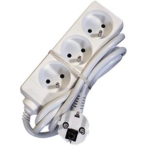Elix - AC stekkerdoos 3x 2P+A 16A met snoer 3G1.5 Wit 1,5m - 38318