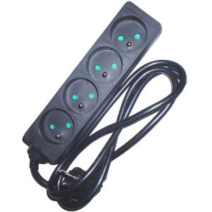 Elix - AC stekkerdoos 4x 2P+A 16A met snoer 3G1.5 Zwart 1.5m - 38340