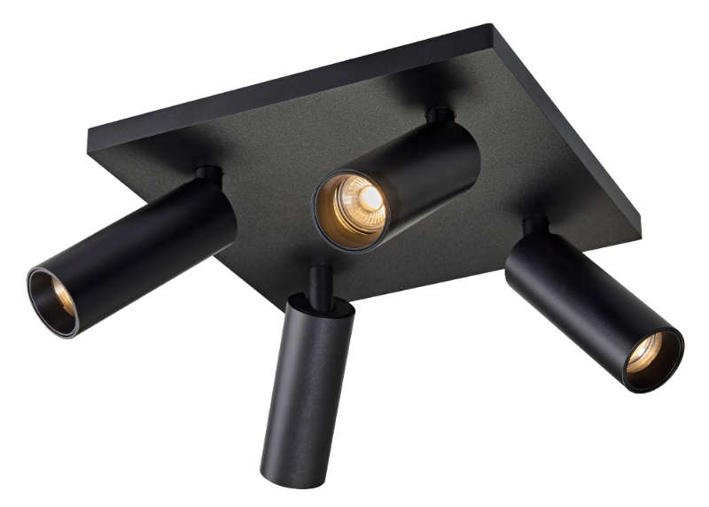 Unibright - Eliva 4 Square Zwart 4 x 5W excl. Ledlamp - ELSQ45BZL