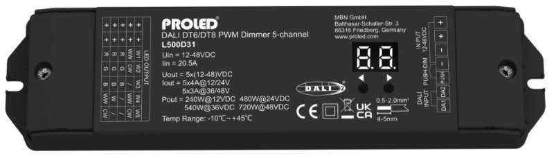 Proled - DALI DT6/DT8 PWM DIMMER 5 KANAL - L500D31