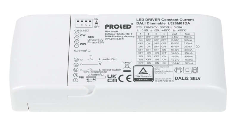 Proled - Octopus CCU DW 2CH DALI Voeding 10 50Vdc 12W - L526M01DA