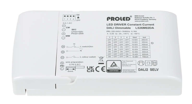 Proled - Octopus CCU DW 2CH DALI Voeding 10 50Vdc 25W - L526M02DA