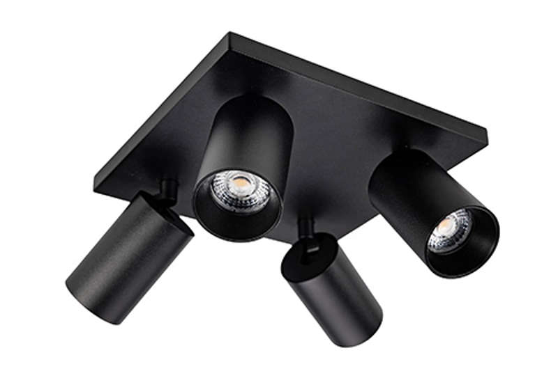 Unibright - ORIENT 4L SQUARE BASE opbouwarmatuur zwart GU10 incl lamp 4x - ORSQ45B27