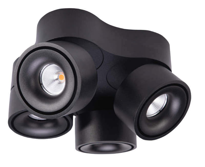 Unibright - Tilt Mini opbouwarmatuur zwart dimbaar 4x7w 2700K - TL47W0527