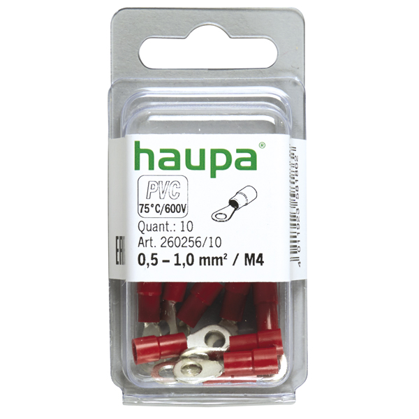 HAUPA - Ringkabelschoen geïsoleerd 0,5 1,0 M4 rood PVC "Smallpack" - 260256/10