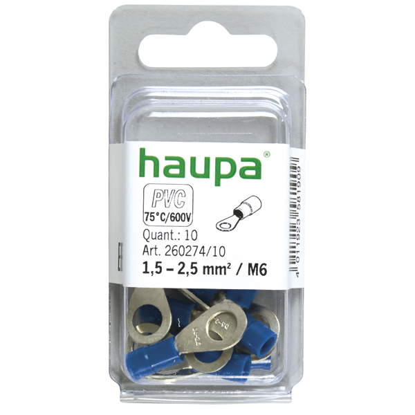 HAUPA - Ringkabelschoen geïsoleerd 1,5 2,5 M6 blauw PVC "Smallpack - 260274/10