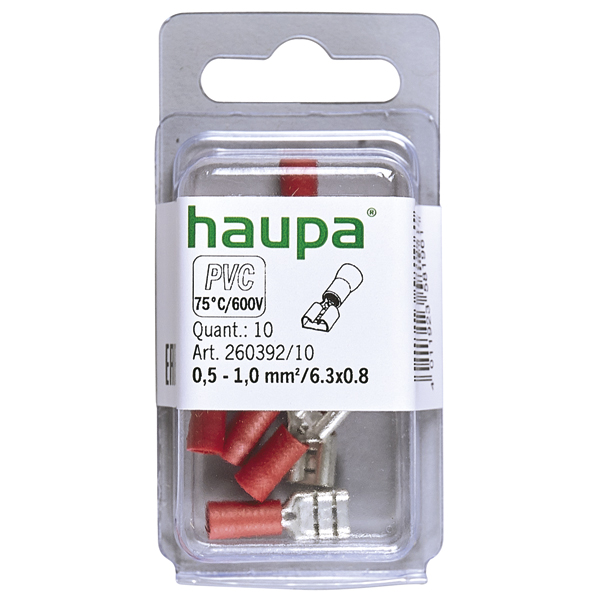 HAUPA - Vlakstekkerhuls (female) 0,5 1,0/6,3x0,8 rood geïsoleerd P - 260392/10