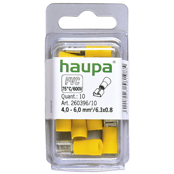 HAUPA - Vlakstekkerhuls (female) 4,0 6,0/6,3x0,8 geel geïsoleerd P - 260396/10