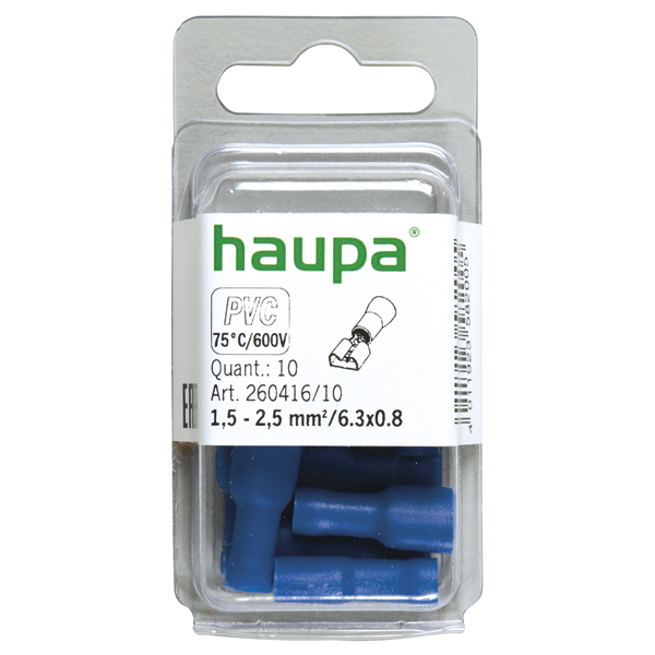 HAUPA - Vlakstekkerhuls (female) 1,5 2,5/6,3x0,8 blauw volgeïsolee - 260416/10