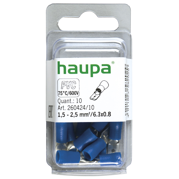 HAUPA - Vlakstekker (male) 1,5 2,5/6,3x0,8 blauw geïsoleerd PVC "S - 260424/10