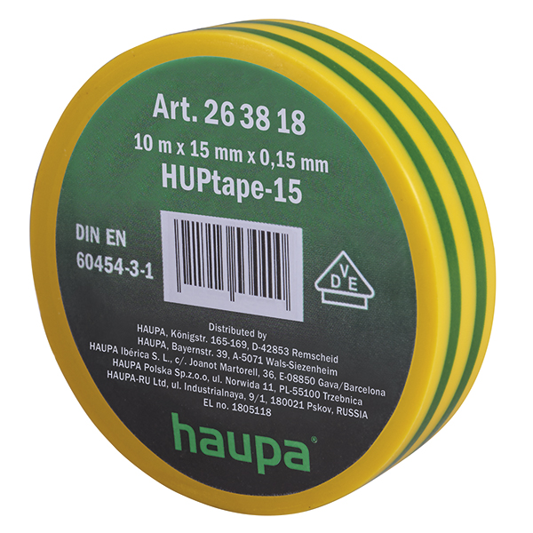HAUPA - Elektro isolatietape 25 mm x 20 m groen/geel - 263880