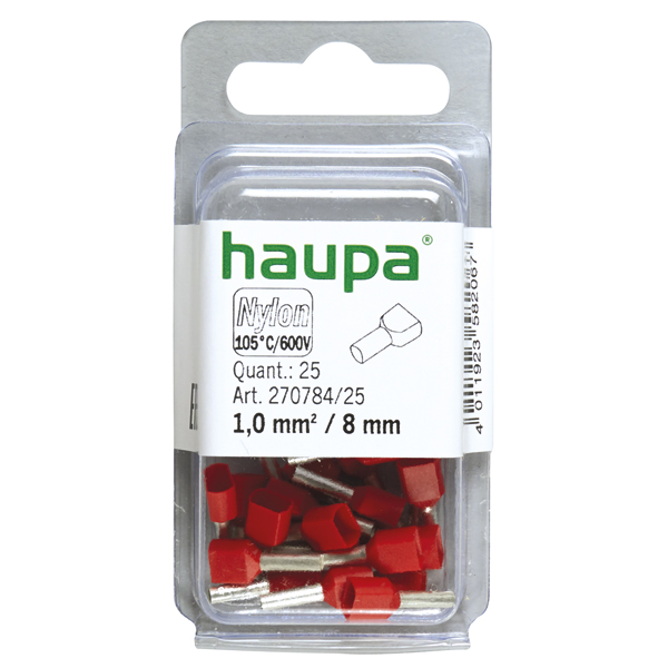 HAUPA - Twin adereindhuls 1,0/8 rood "Smallpack" - 270784/25