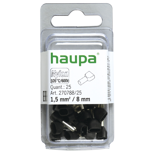 HAUPA - Twin adereindhuls 1,5/8 zwart "Smallpack" - 270788/25