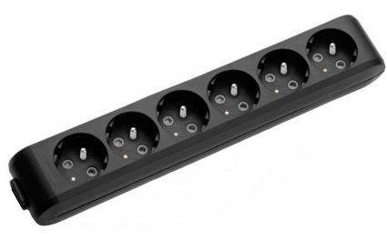 Panasonic - 6 voudig stekkerdoos (2 polen + aarde), kinderbeveiliging - PAN-B06602BL