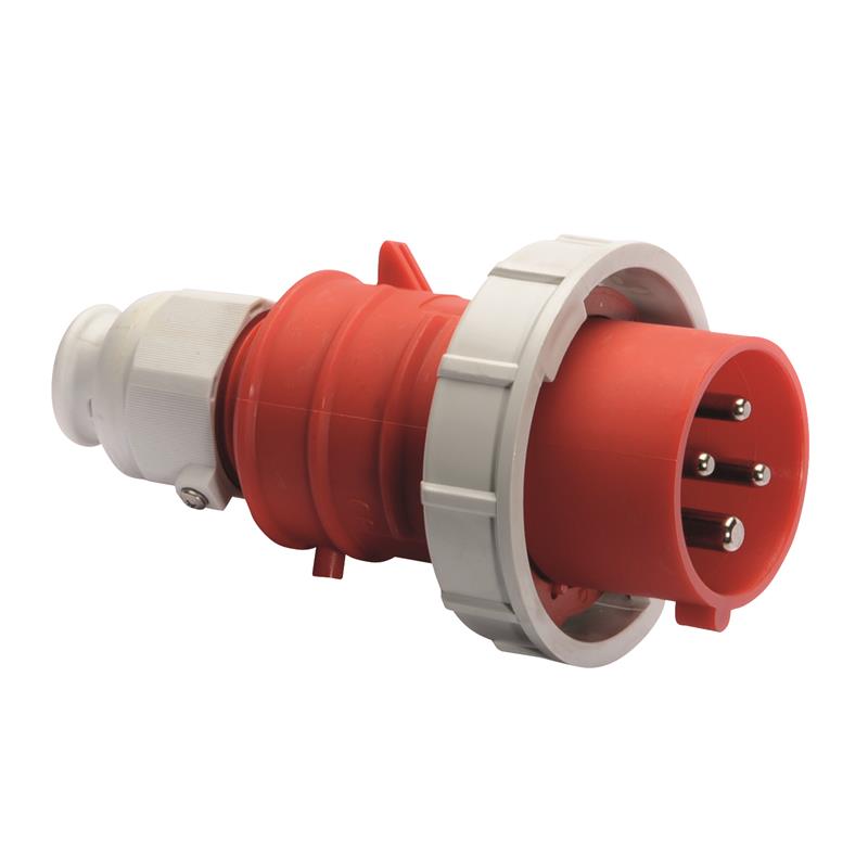 Cee stekker 32A 3P+A 400V IP67 vernikkelde contacten