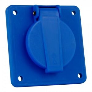 Bals 7178: Inbouw stopcontact 16A 2P+Randaarding 230V met flens 75mmx75mm Blauw - Image 3