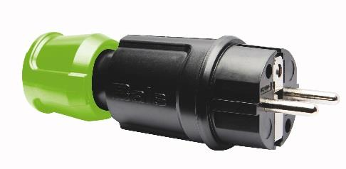 universele stekker 16A 250V IP44 zwart + groene Multi Grip