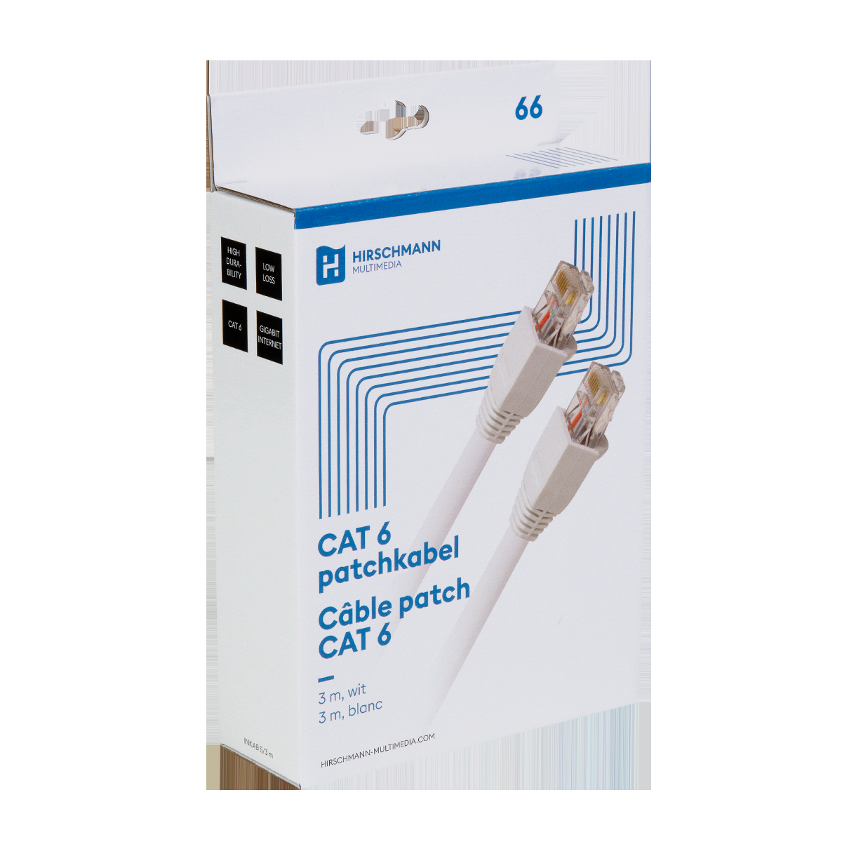 3m witte CAT6 patchkabel RJ45
