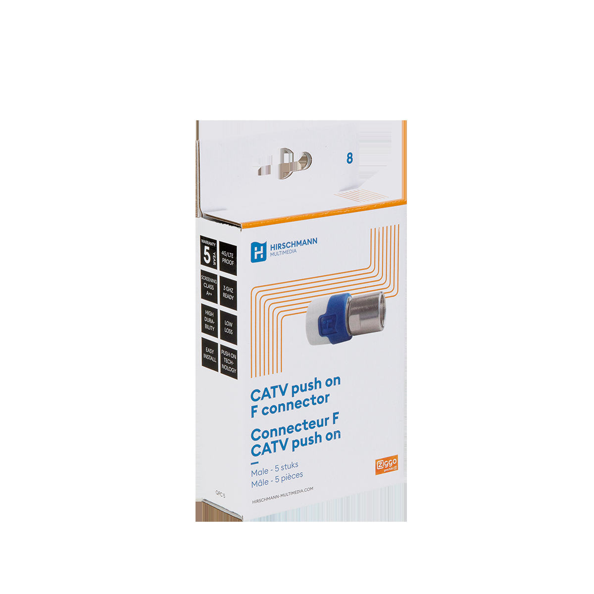 Rechte push on quick F connector