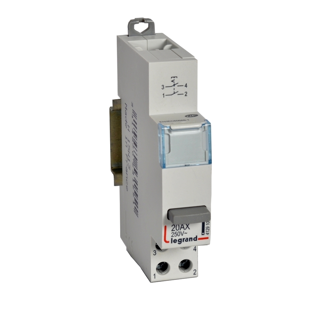 Legrand 412910: CX3 drukknop schakelaar 2NO 20A 250V enkele functie - 1 module