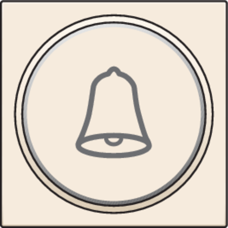 Niko 100-64007: Afwerkingsset met doorschijnende ring met belsymbool voor drukknop 6 A met amberkleurige led met E10-lampvoet, cream - Image 2