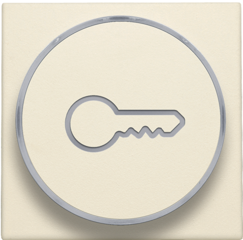 Niko 100-64009: Afwerkingsset met doorschijnende ring met sleutelsymbool voor drukknop 6A met amberkleurige led met E10-lampvoet, cream