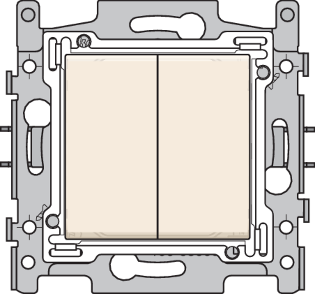 Niko 100-65000: Dubbele drukknop, sokkel, schroefklemmen en afwerkingsset cream - Image 2