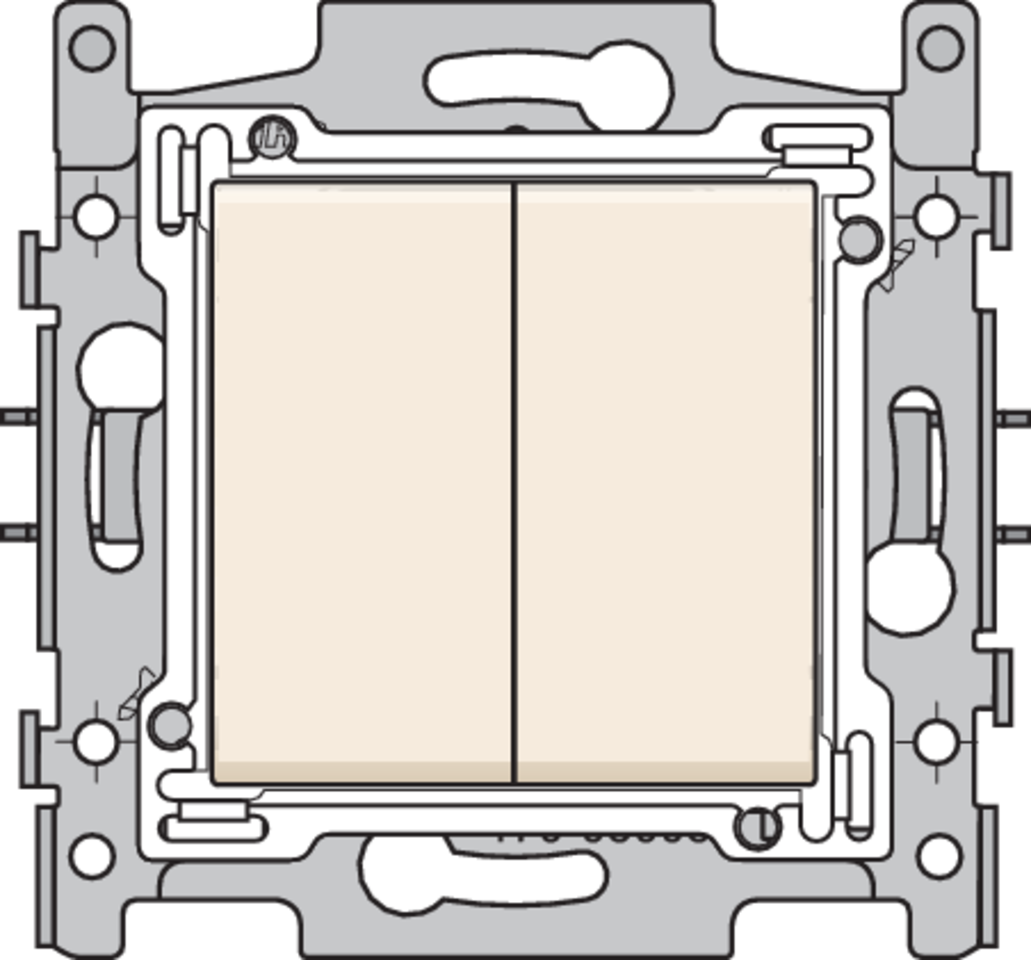 Niko 100-65008: Dubbele drukknop, sokkel, insteekklemmen en afwerkingsset cream - Image 2