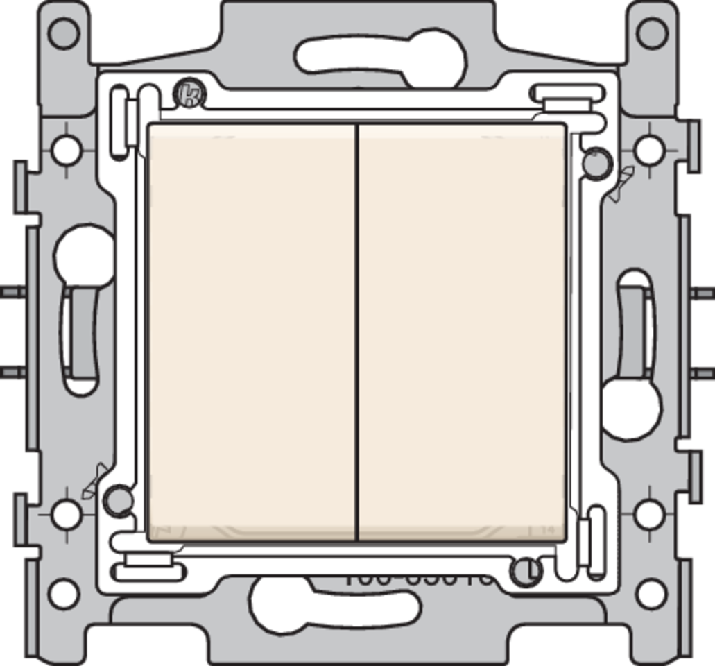 Niko 100-65016: Dubbele schakelaar: wisselschakelaar + drukknop N.O., sokkel, schroefklemmen en afwerkingsset cream - Image 2