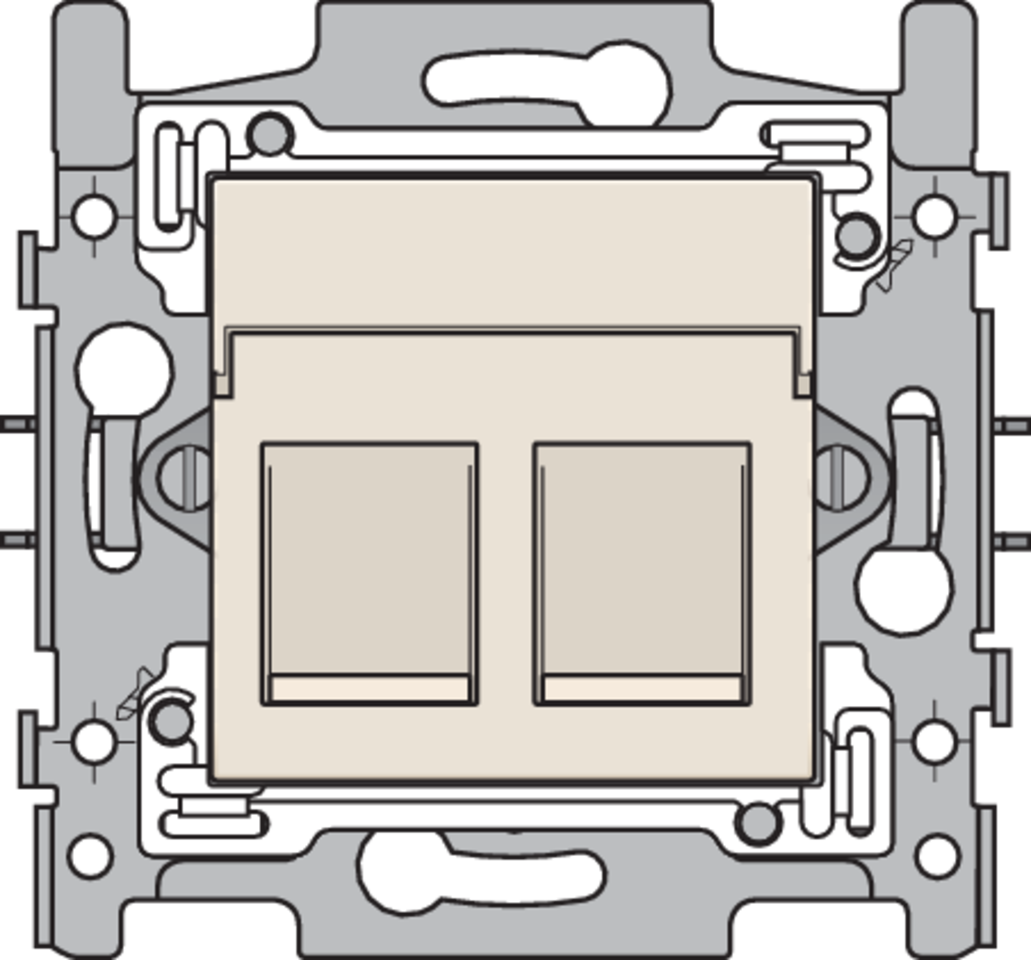 Niko 100-65114: 2 RJ11-aansluitingen UTP, vlakke uitvoering, sokkel en afwerkingsset cream - Image 2