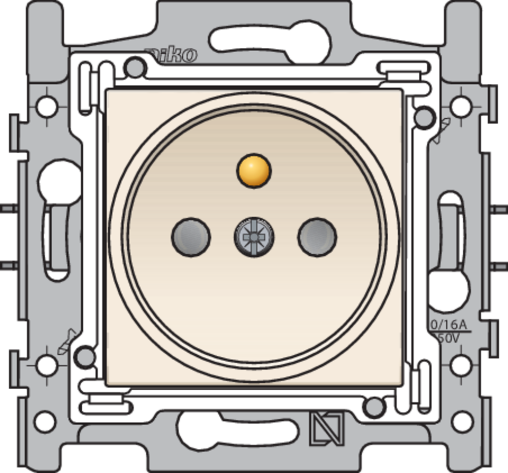 Niko 100-66100: Stopcontact met penaarde en beschermingsafsluiters, inbouwdiepte 21 mm, sokkel, schroefklemmen en afwerkingsset cream - Image 2