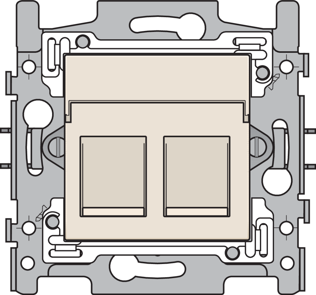 Niko 100-66179: 2 RJ45-aansluitingen STP Cat. 6A, klaar voor PoE++, vlakke uitvoering, incl. sokkel 60 x 71 mm met klauwbevestiging en afwerkingsset, cream - Image 2