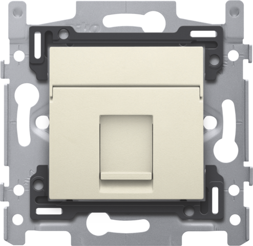 Niko 100-66251: 1 RJ45-aansluiting UTP Cat. 5E, klaar voor PoE++, vlakke uitvoering, incl. sokkel 60 x 71 mm met schroefbevestiging en afwerkingsset, cream