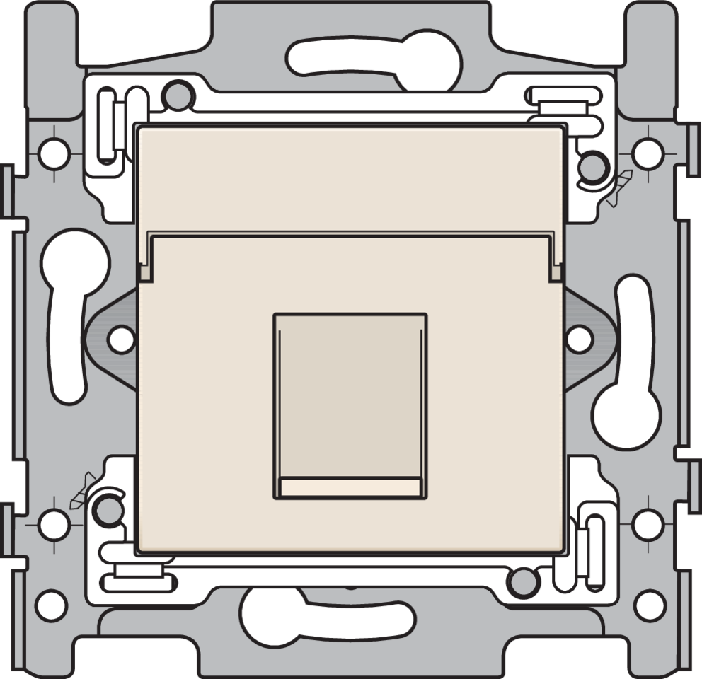 Niko 100-66251: 1 RJ45-aansluiting UTP Cat. 5E, klaar voor PoE++, vlakke uitvoering, incl. sokkel 60 x 71 mm met schroefbevestiging en afwerkingsset, cream - Image 2