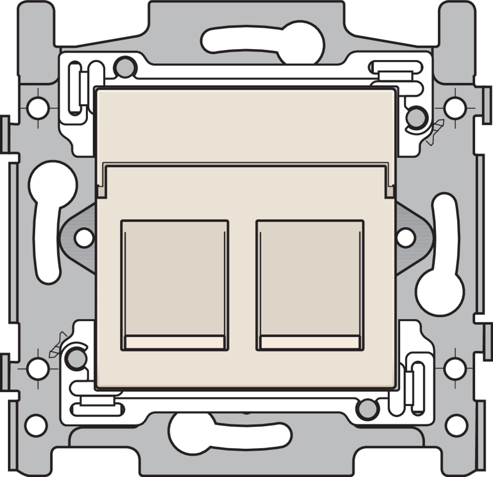 Niko 100-66267: 2 RJ45-aansluitingen STP Cat. 6, klaar voor PoE++, vlakke uitvoering, incl. sokkel 60 x 71 mm met schroefbevestiging en afwerkingsset, cream - Image 2