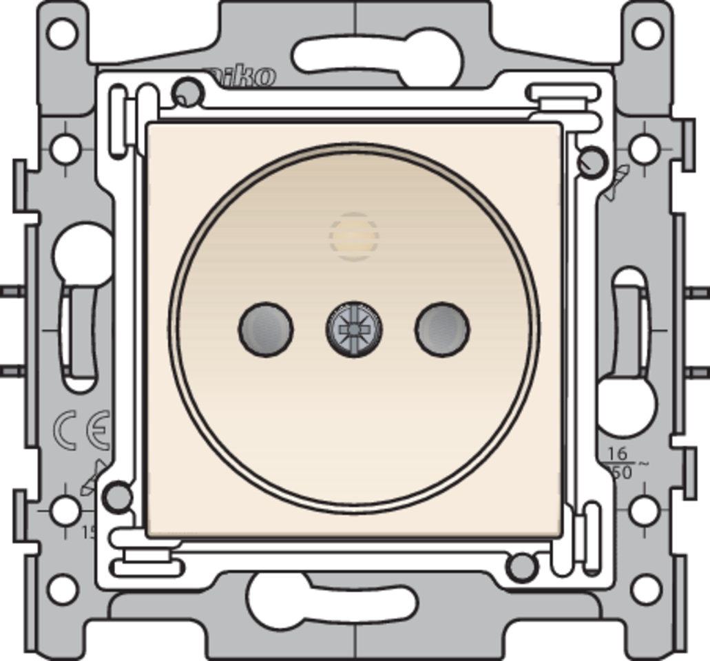 Niko 100-66505: Stopcontact zonder aarding met beschermingsafsluiters, inbouwdiepte 21 mm, sokkel met insteekklemmen en afwerkingsset cream - Image 2