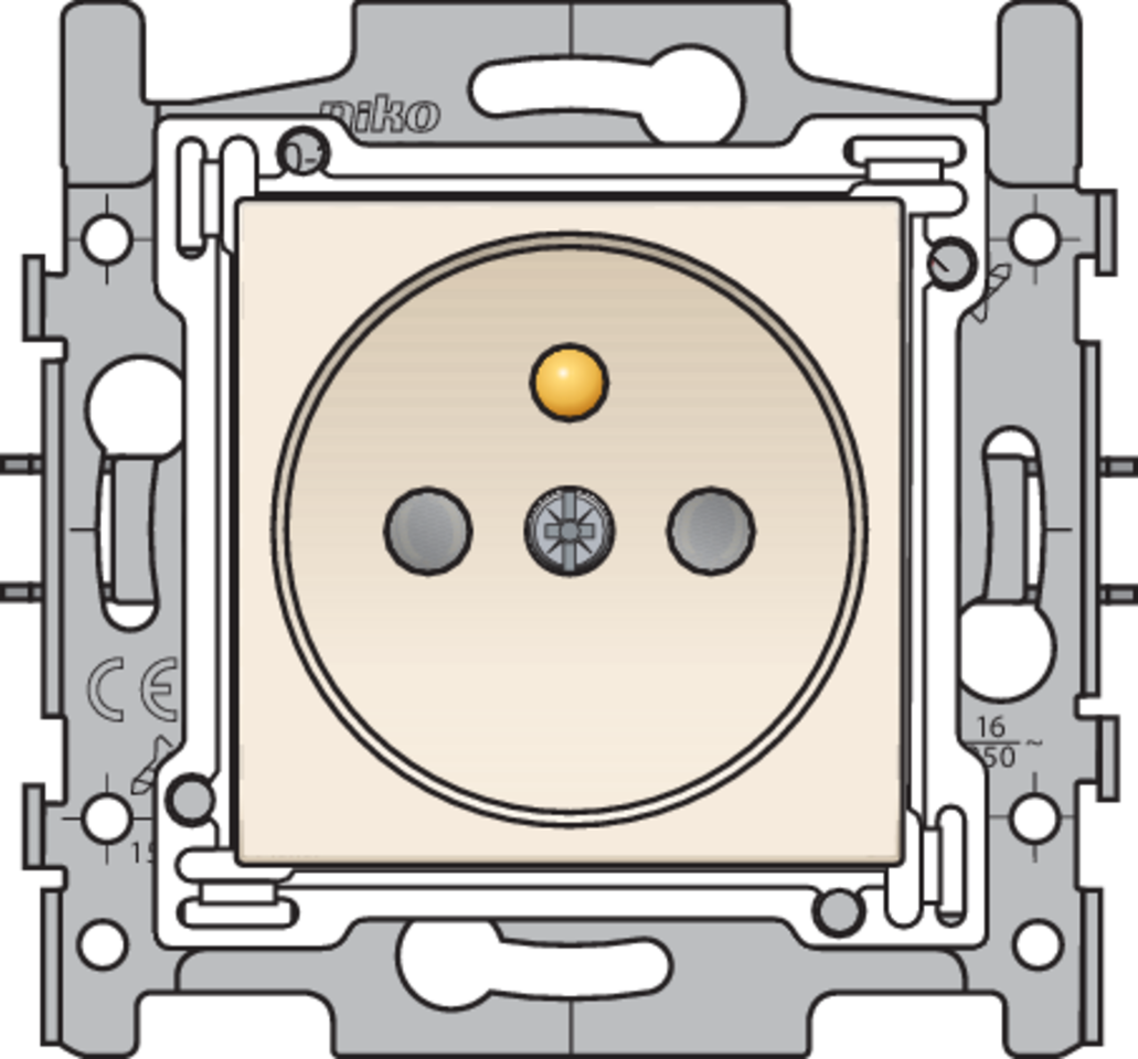 Niko 100-66605: Stopcontact met penaarde en beschermingsafsluiters, inbouwdiepte 28,5 mm, sokkel met insteekklemmen en afwerkingsset cream - Image 2