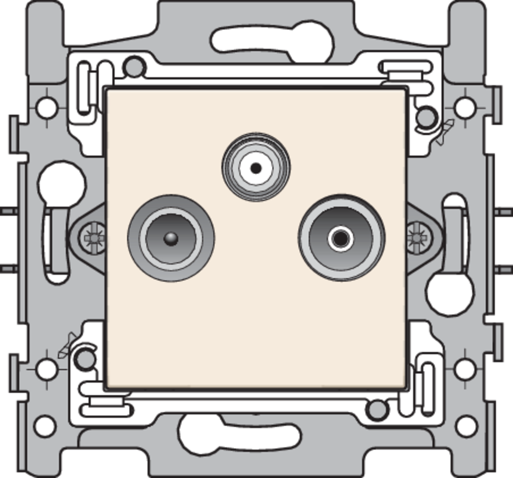 Niko 100-69550: 2 enkelvoudige coaxaansluitingen voor tv, FM en satelliet, sokkel en afwerkingsset cream - Image 2